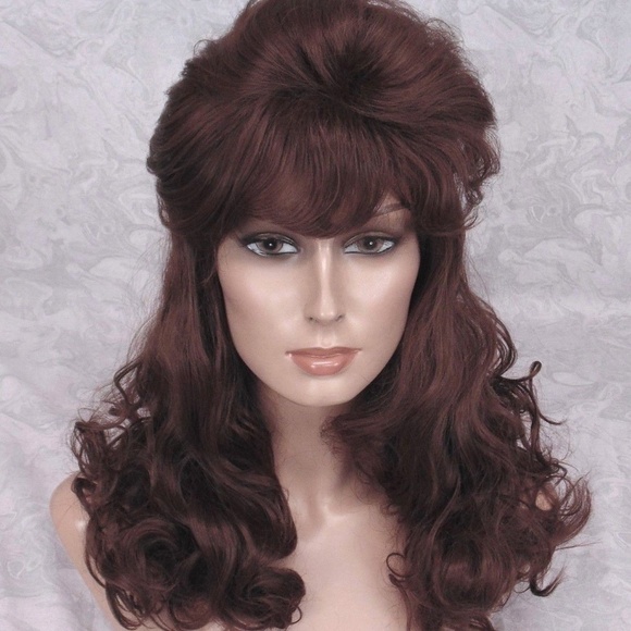 Long Brown Wavy Curly Retro Style Shag Wig - Picture 5 of 8